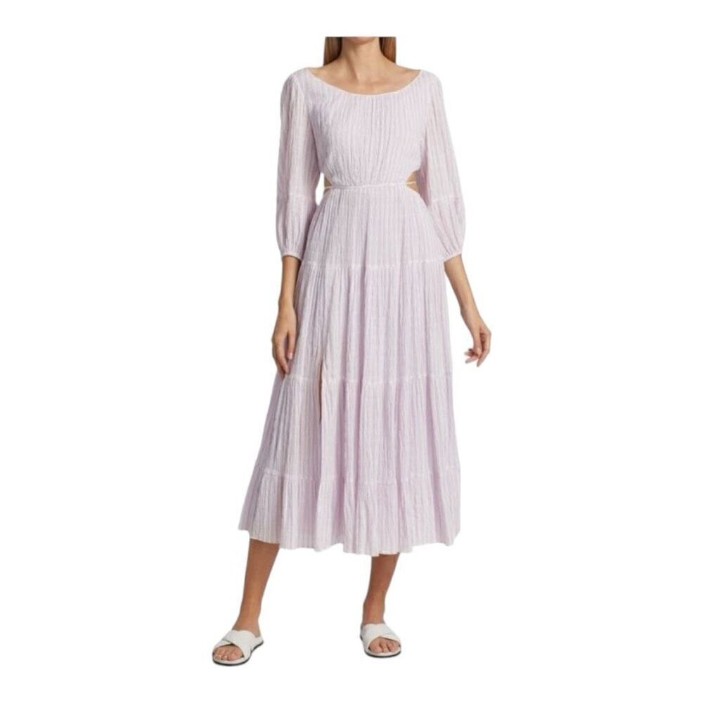 Cinq a Sept Lyle Cutout Lilac Striped Midi Dress Size 4